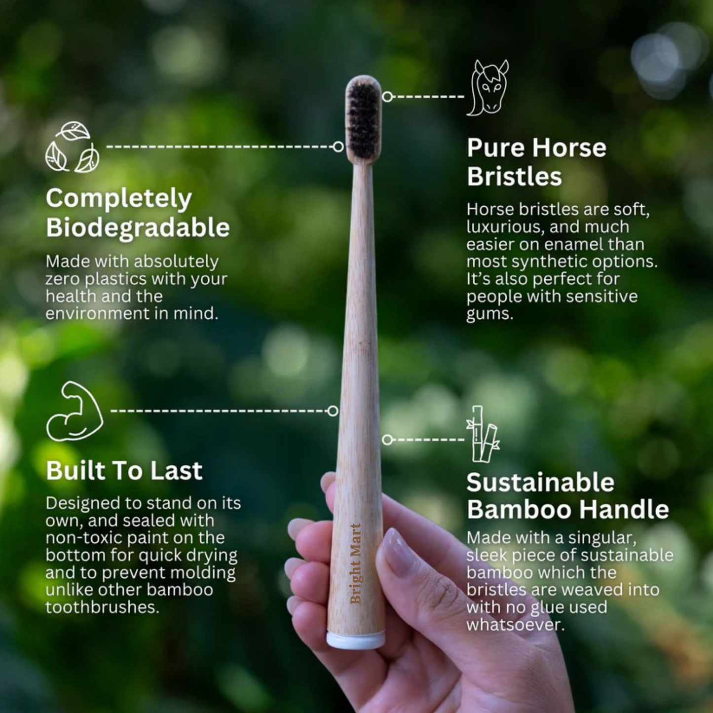 Horse Bristle & Bamboo Toothbrush (4 Pack)
