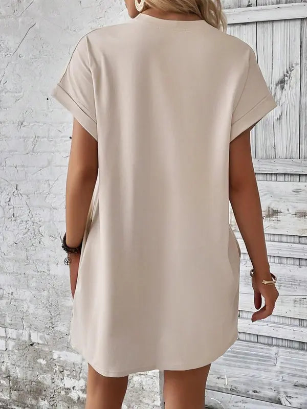 Women's Plain Pocket Batwing Sleeve Tee Dress