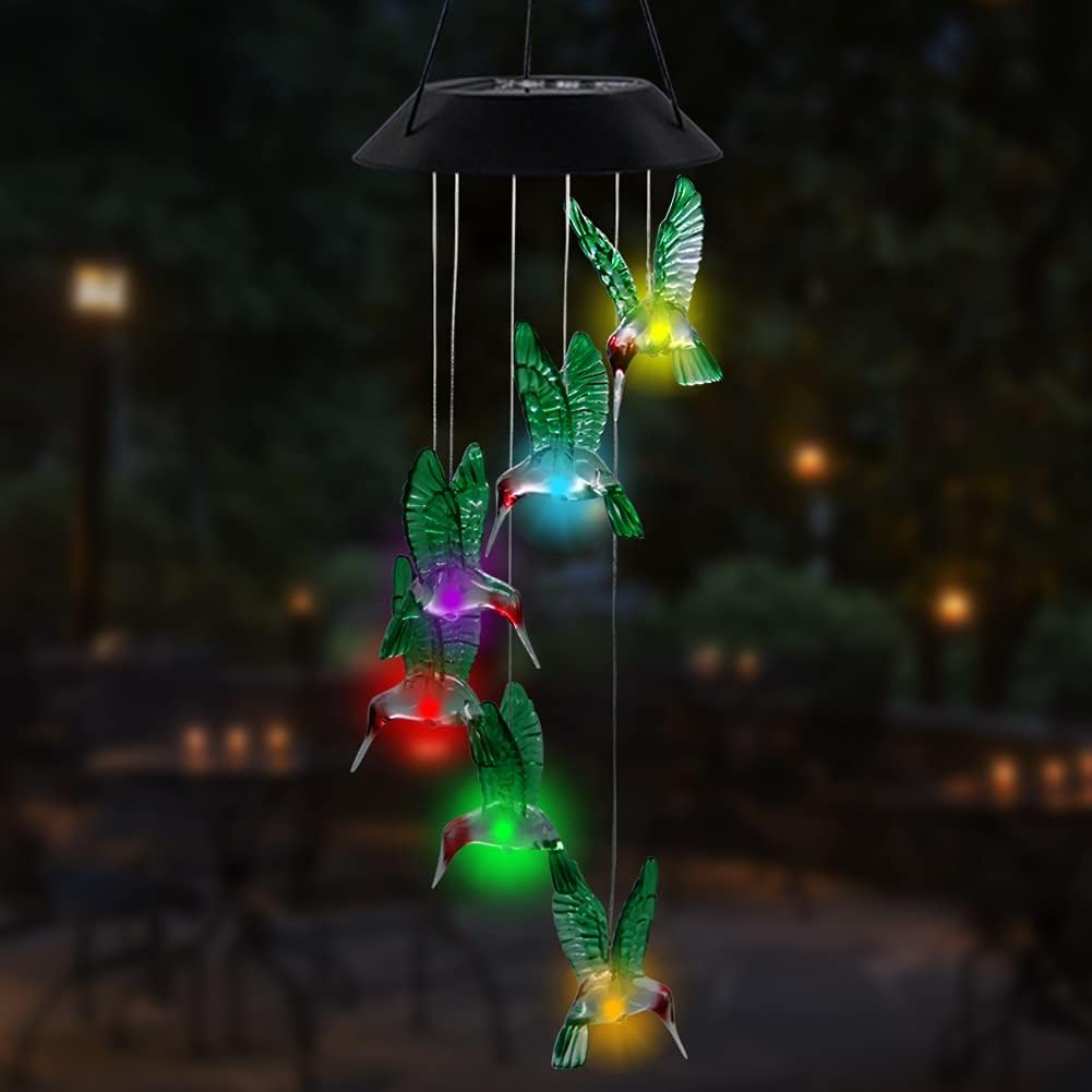 LED Solar Hummingbird Wind Chime