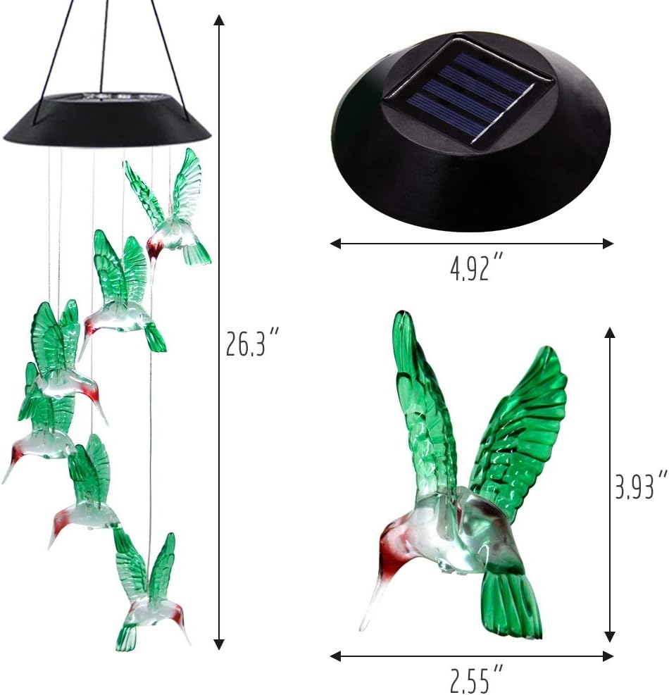 LED Solar Hummingbird Wind Chime