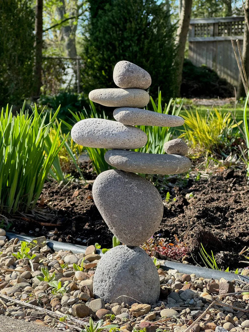 8 Stone Cairn Garden Statue