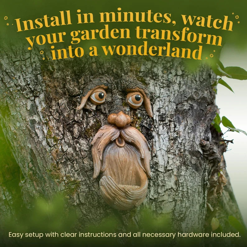 Tree Faces Garden Decor –Tree Hugger Bird Feeder