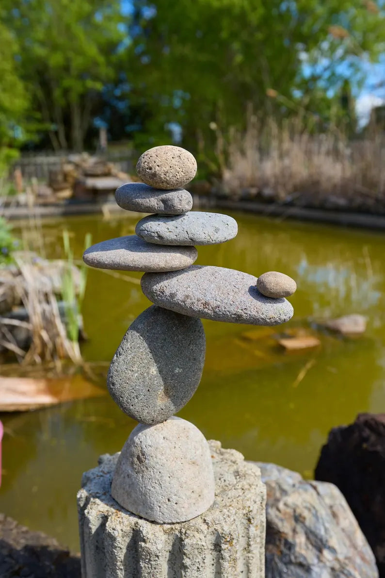 8 Stone Cairn Garden Statue
