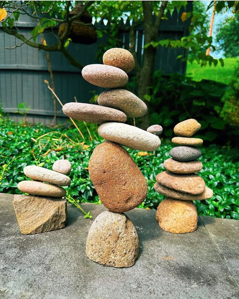8 Stone Cairn Garden Statue