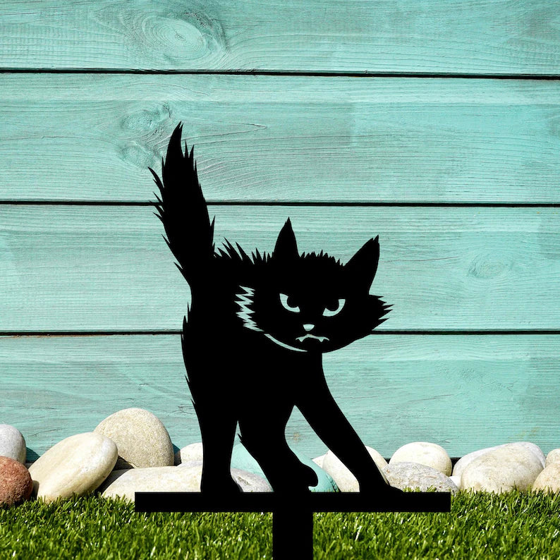 Black Cat Metal Yard Stake