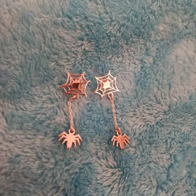 Halloween Spider Web Earrings Witch Necklace Set