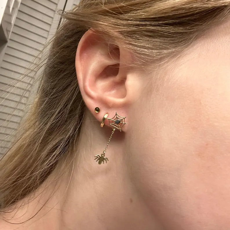 Halloween Spider Web Earrings Witch Necklace Set