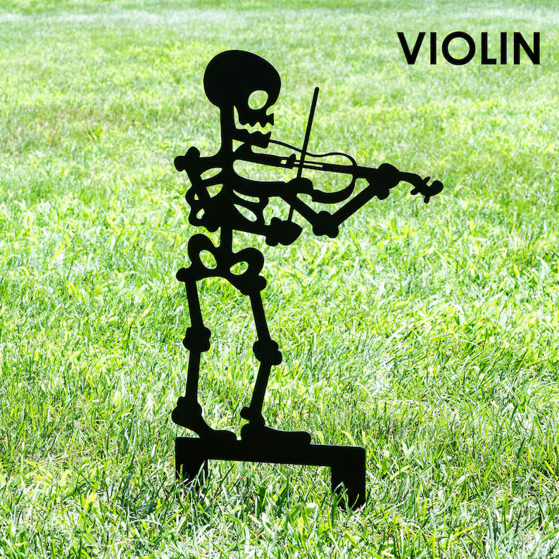 Outdoor Halloween Musician Skeleton Yard Stakes