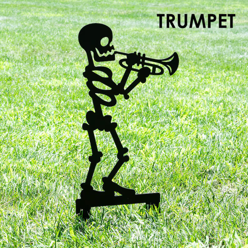 Outdoor Halloween Musician Skeleton Yard Stakes