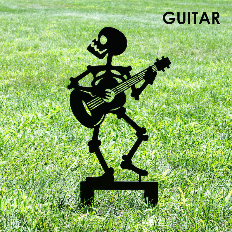 Outdoor Halloween Musician Skeleton Yard Stakes