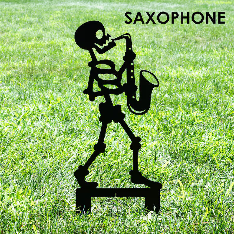 Outdoor Halloween Musician Skeleton Yard Stakes