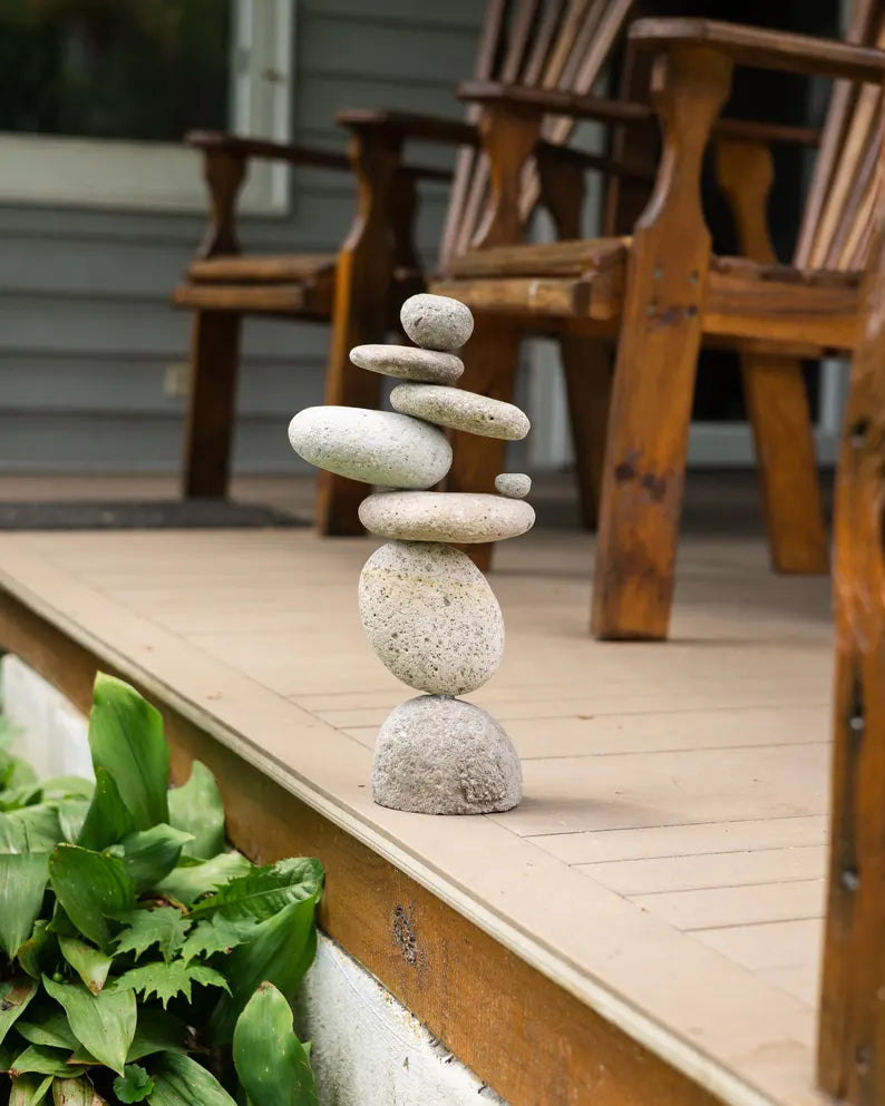 8 Stone Cairn Garden Statue