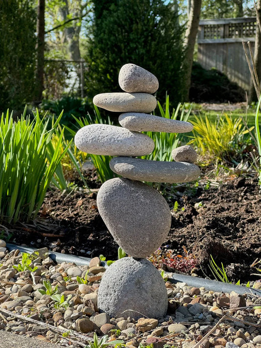 8 Stone Cairn Garden Statue