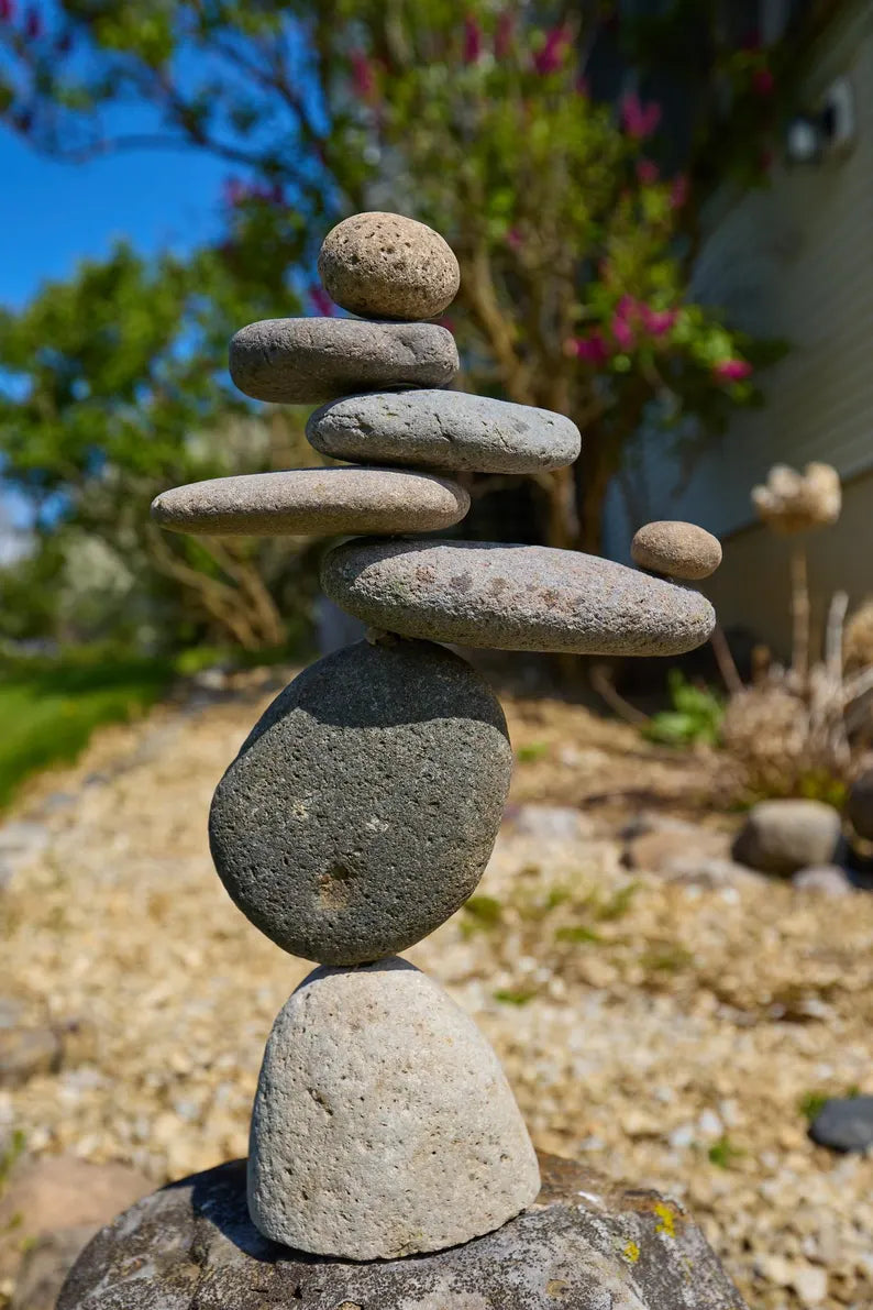 8 Stone Cairn Garden Statue