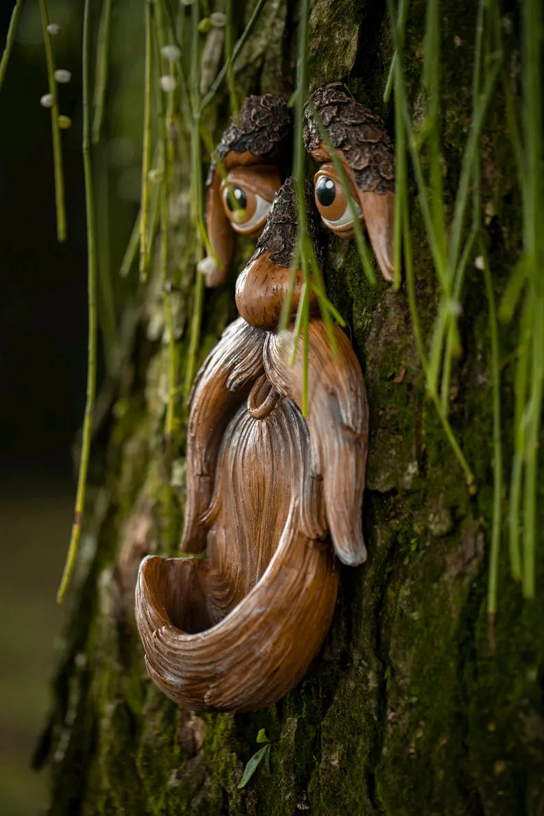 Tree Faces Garden Decor –Tree Hugger Bird Feeder
