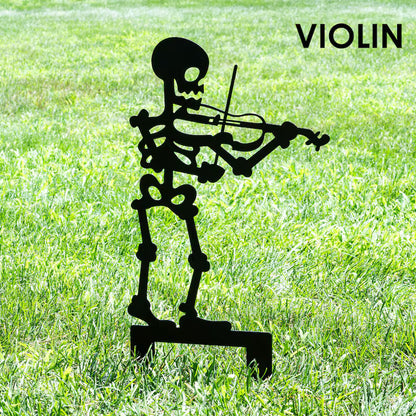 Outdoor Halloween Musician Skeleton Yard Stakes