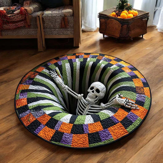 Halloween Optical Illusion Rug, Spooky Skeleton 3D Effect Rug